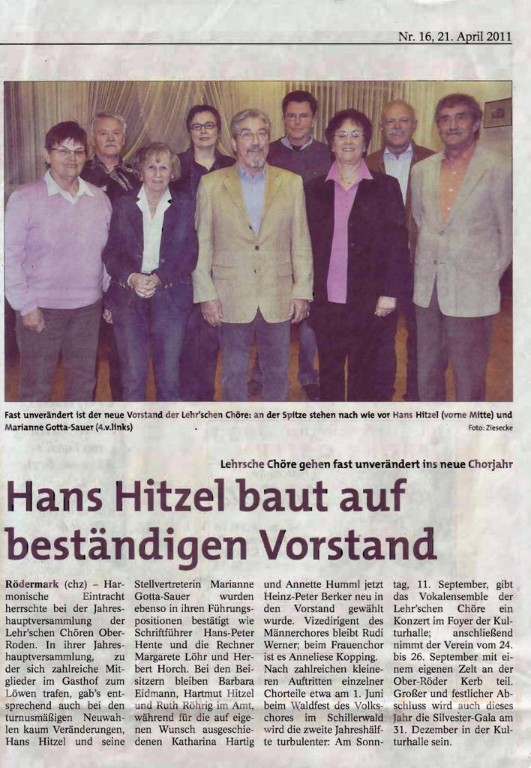 20110421 Stadtpost - Hans Hitzel baut auf beständigen Vorstand