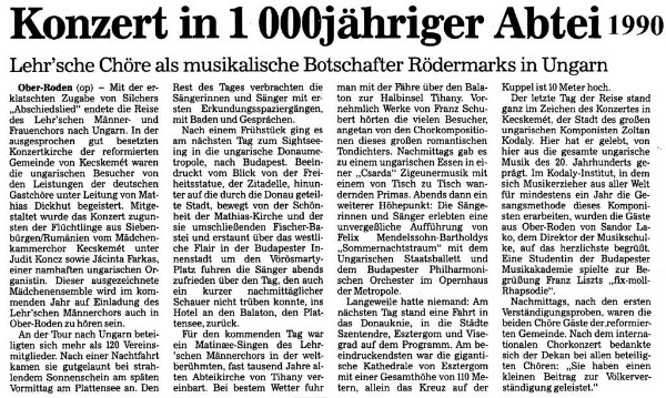 19900617 Offenbach Post - Konzert in 1000 jähriger Abtei